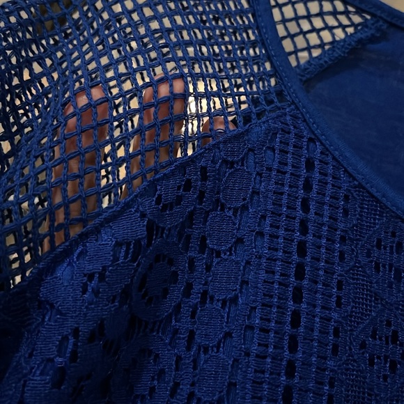 Xhilaration Royal Blue Blouse Partly Sheer Sz L - Picture 3 of 5